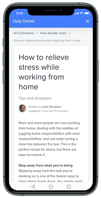 Sonder help center iOS